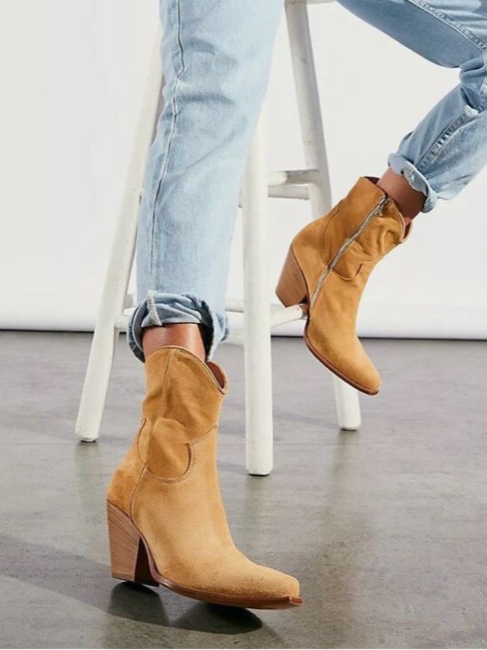 Free People Suede Brayden Western Ankle Boots